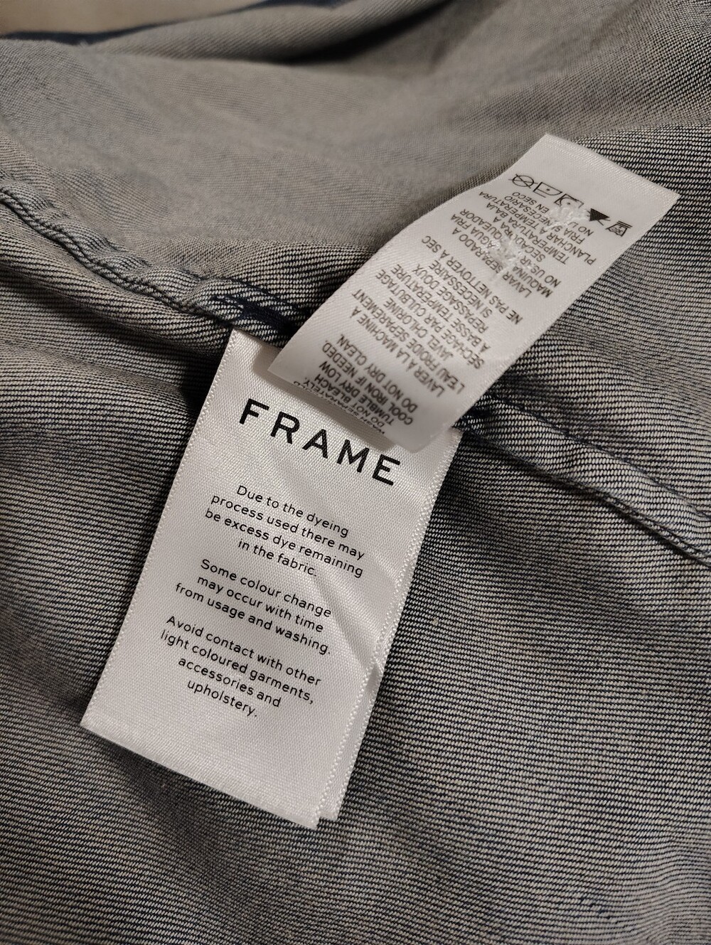 FRAME $268 Charlie Puff-Sleeve Denim Top Women's Small "Gorham" Dark Wash - Picture 11 of 15